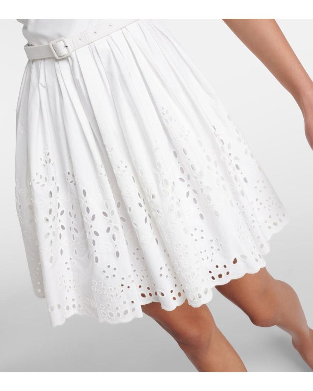 Self-Portrait White Cotton Broderie Anglaise Minidress