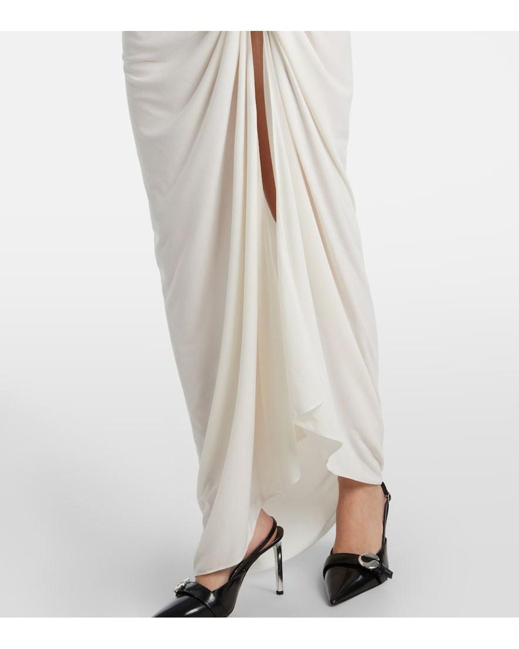 Coperni White Belted Draped Gown