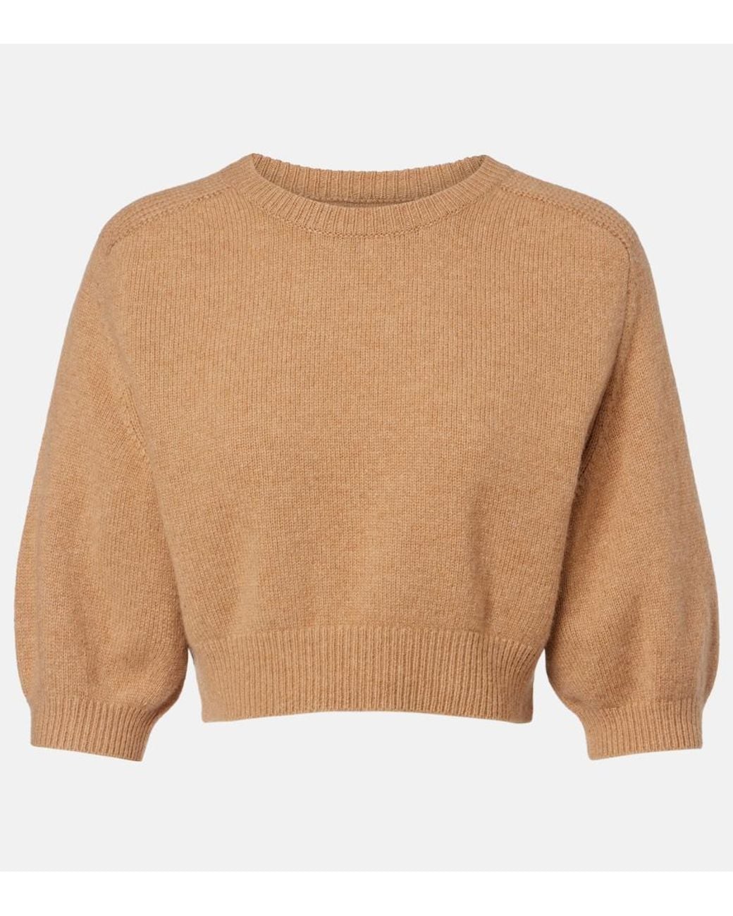 Khaite Brown Lorelai Cropped Wool And Cashmere Sweater