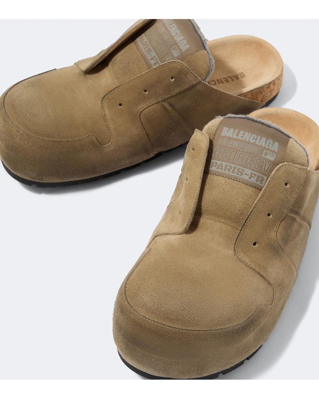 Balenciaga Natural Dumbo Suede Slides for men
