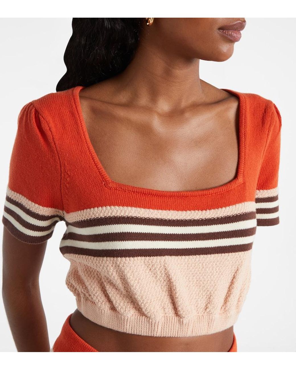 Zimmermann Red Ascension Knitted Cotton-Blend Top