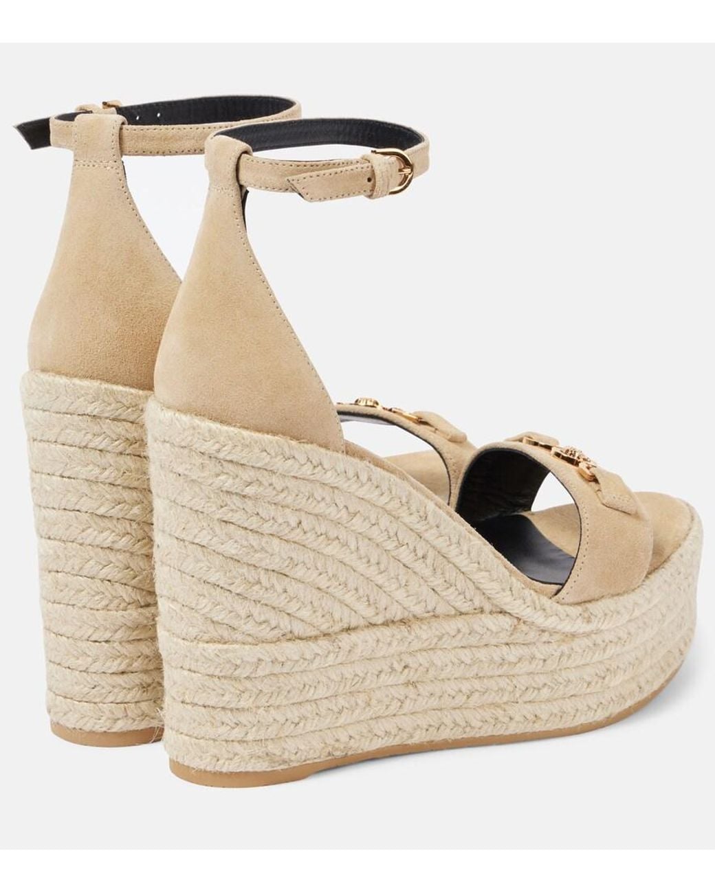 Versace Metallic Wedge-Sandalen Medusa '95 Aus Veloursleder