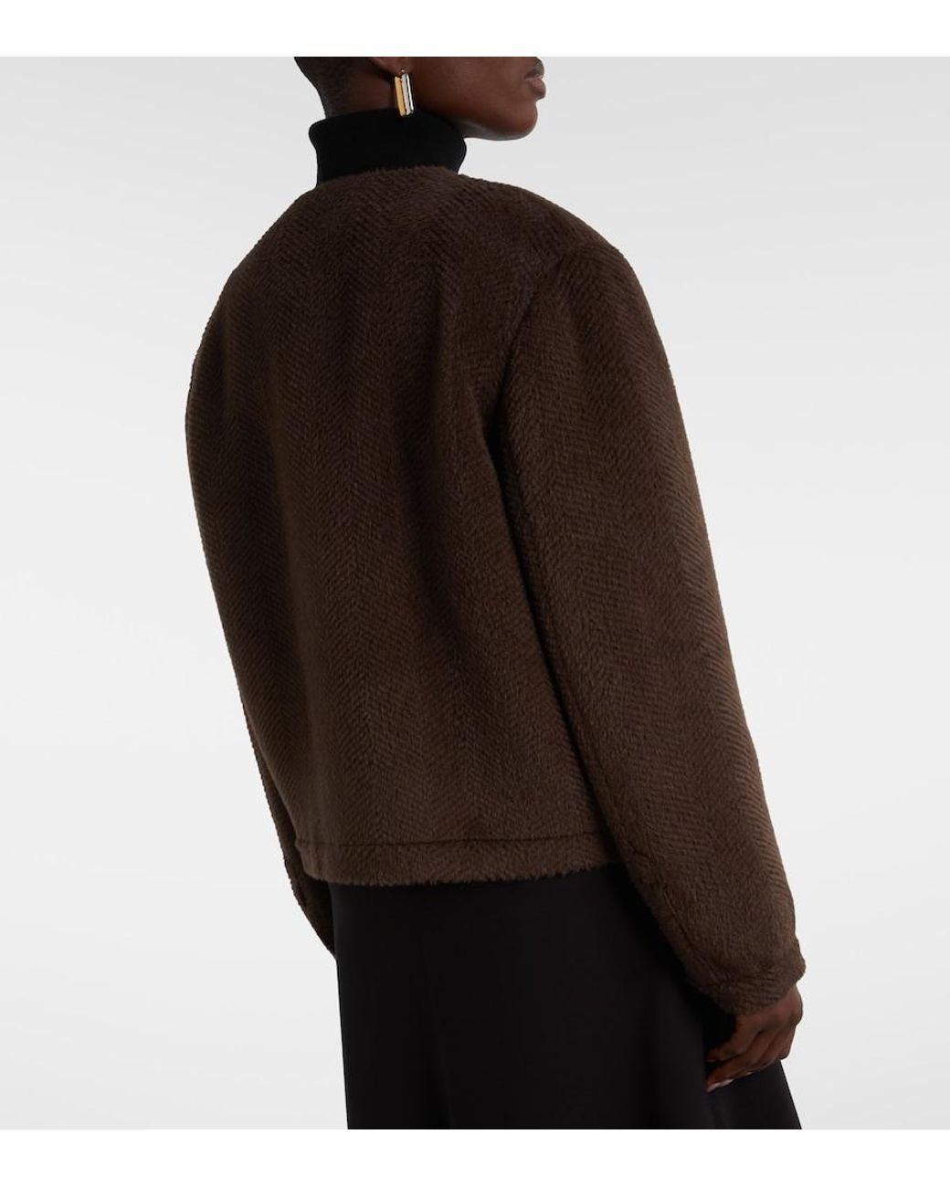 Blazé Milano Brown Gliss Chevron Alpaca And Wool Jacket