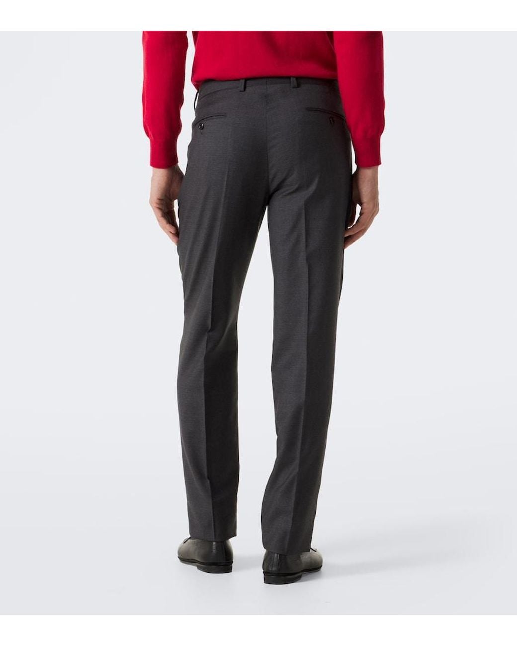 Rubinacci Gray Virgin Wool Straight Pants for men