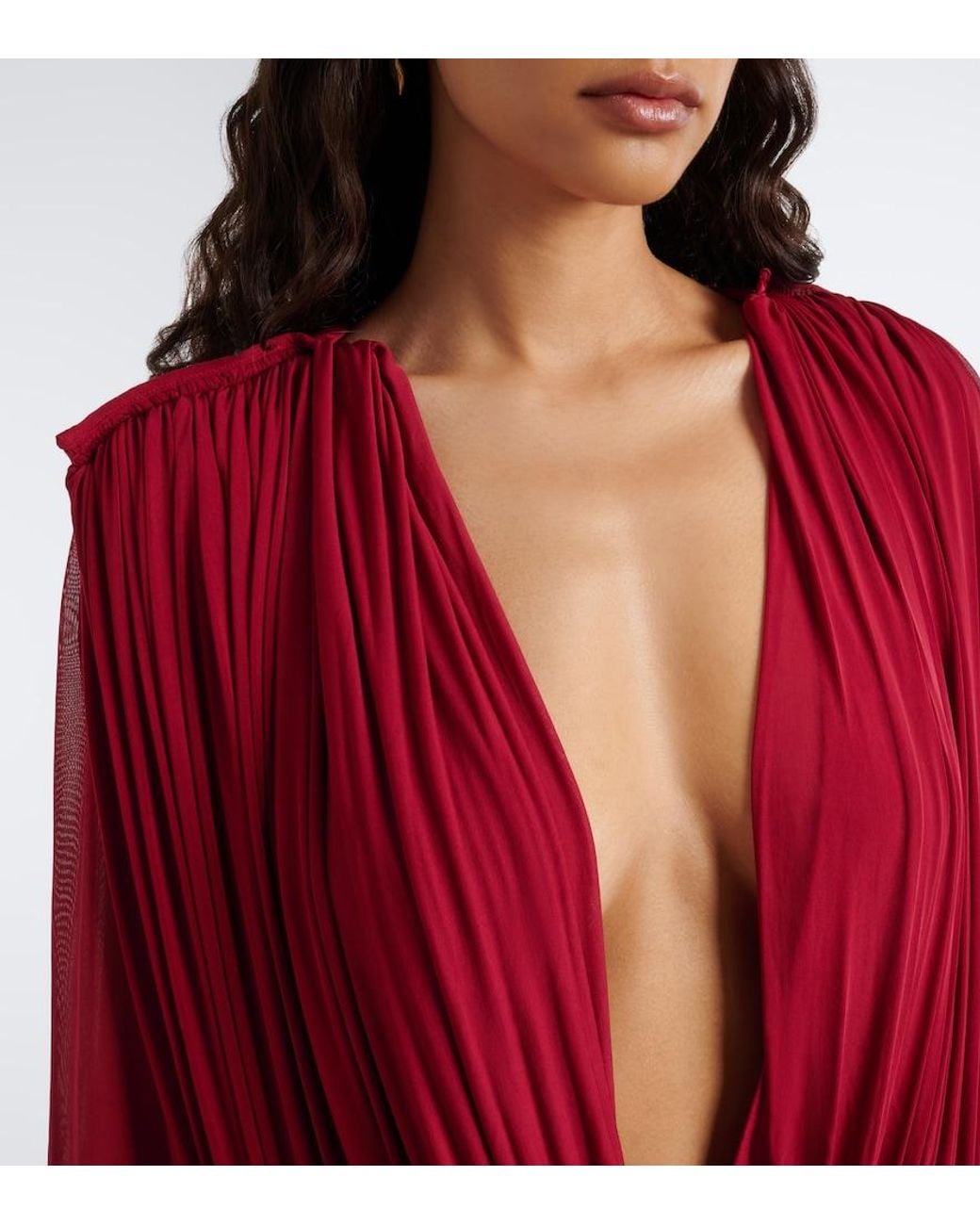 Christopher Esber Red Ripple Draped Jersey Top