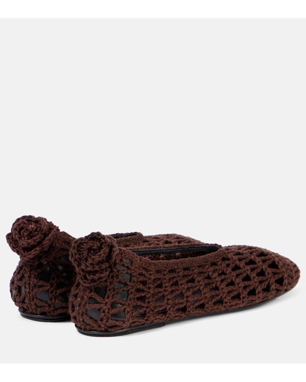 Magda Butrym Brown Crochet Ballet Flats
