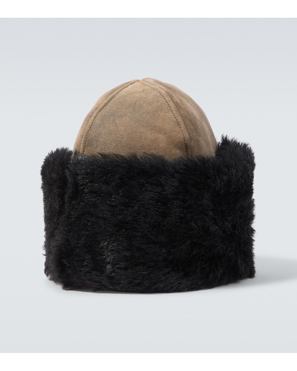 Our Legacy Black Blizzard Leather And Shearling Hat for men