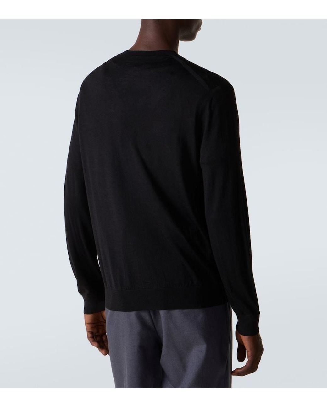 Prada Black Logo Virgin Wool Sweater for men