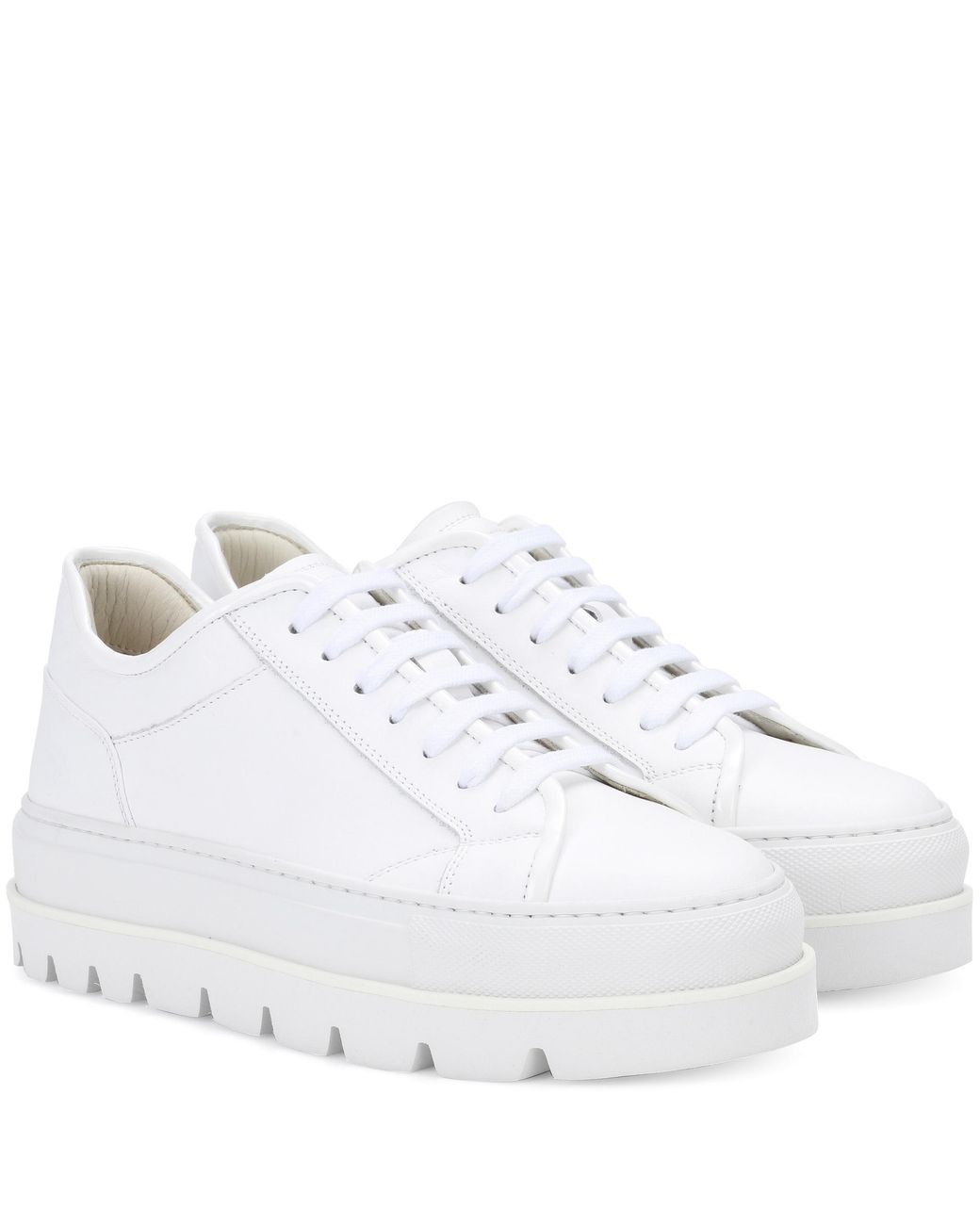 MM6 by Maison Martin Margiela Leather Platform Sneakers in White | Lyst