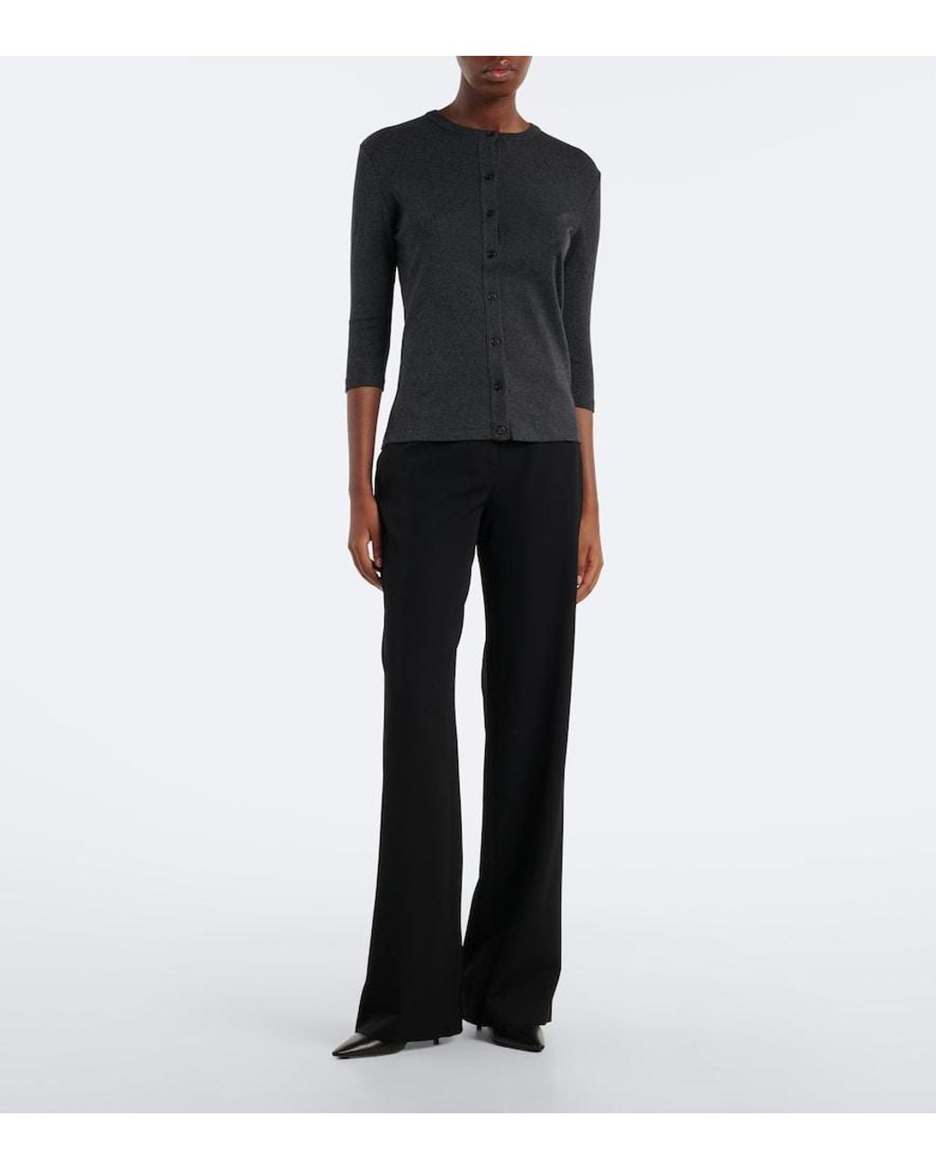 The Row Black Alena Cotton, Cashmere, And Silk Cardigan