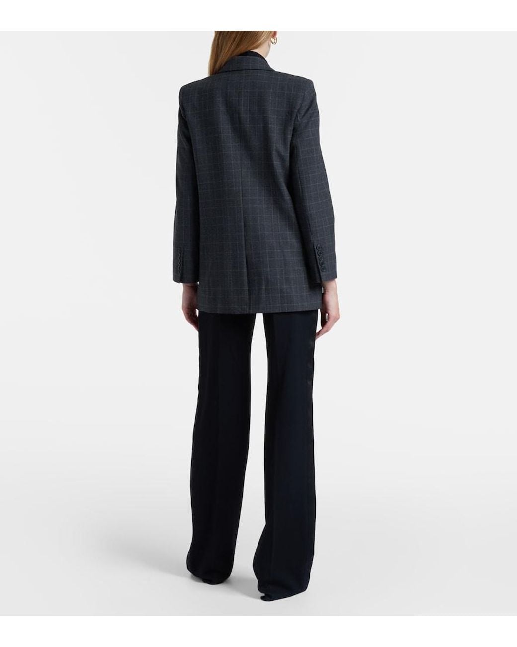 Nili Lotan Black Diane Checked Wool-Blend Blazer