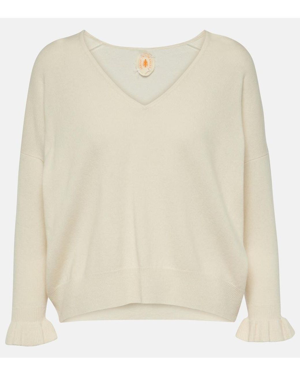 Jardin Des Orangers Natural Frill-Trimmed Wool And Cashmere Sweater
