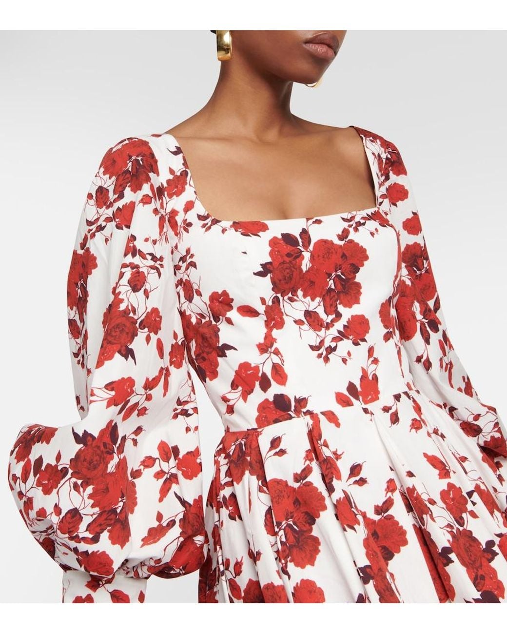 Emilia Wickstead Red Yasmina Floral Cotton Minidress