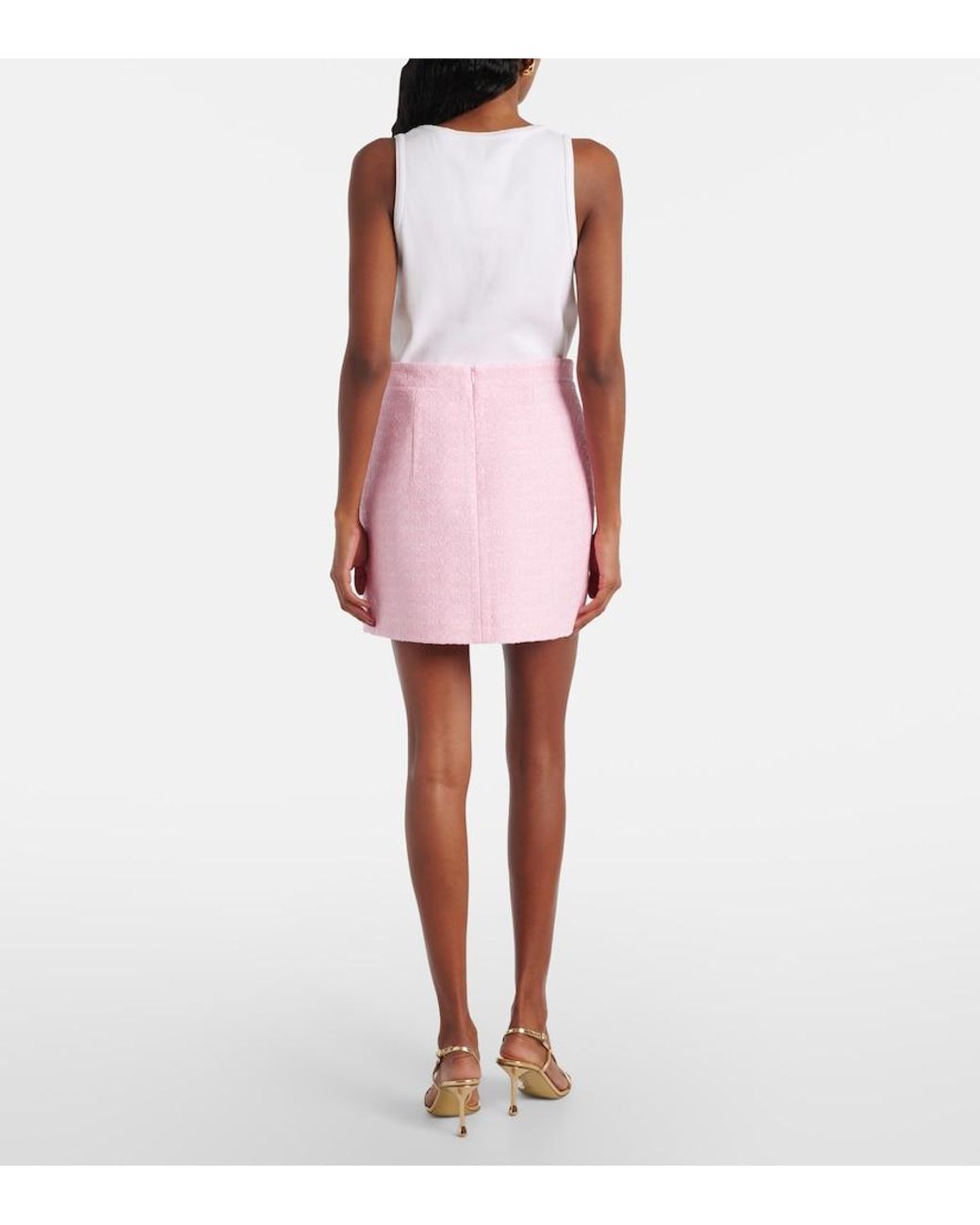 Patou Pink Cotton-Blend Tweed Miniskirt