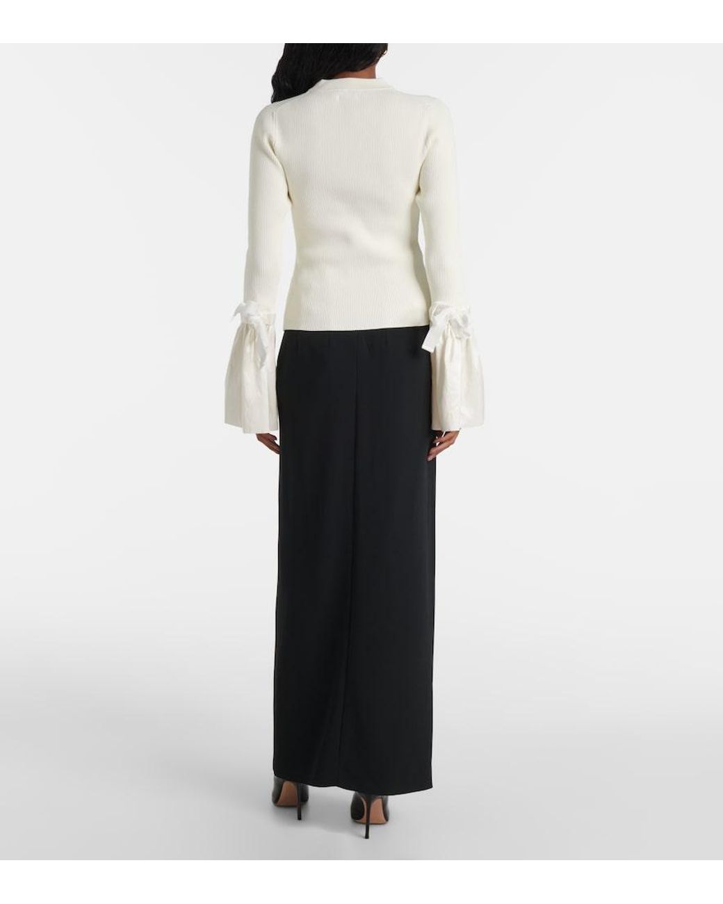 Jonathan Simkhai White Agata Taffeta-Trimmed Ribbed-Knit Top