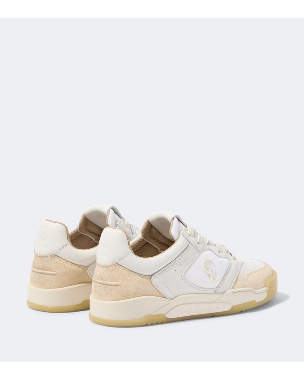 Christian Louboutin White Bsktball 1 Retro Suede And Leather Sneakers for men
