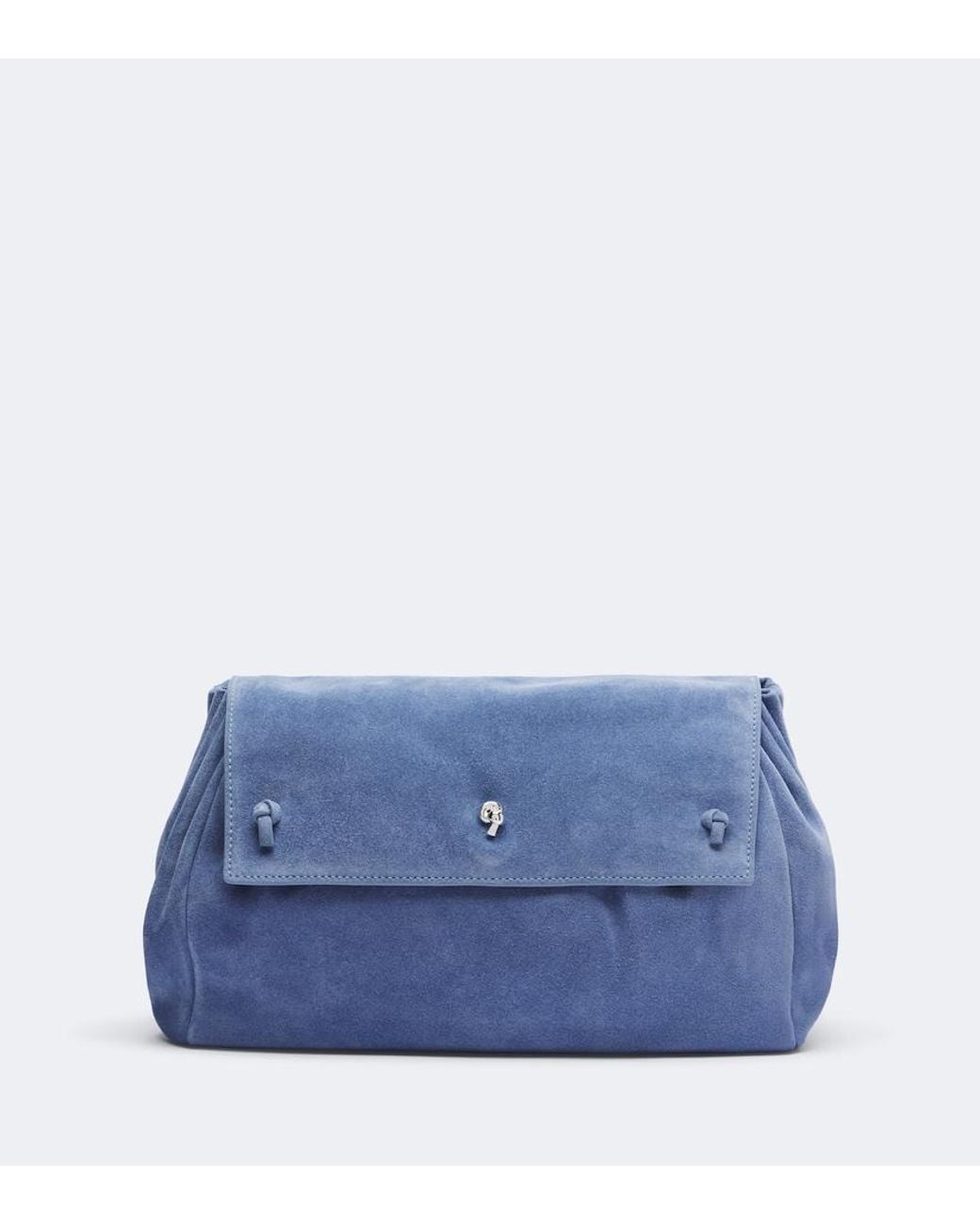 Staud Blue Cy Medium Suede Clutch