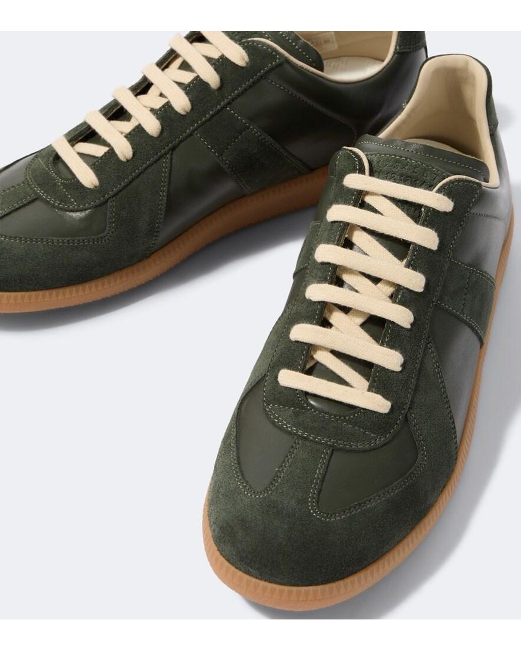 Maison Margiela Green Replica Leather And Suede Sneakers for men