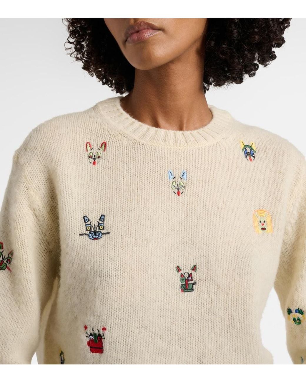 Loewe Natural X Louis Wain Embroidered Wool Sweater