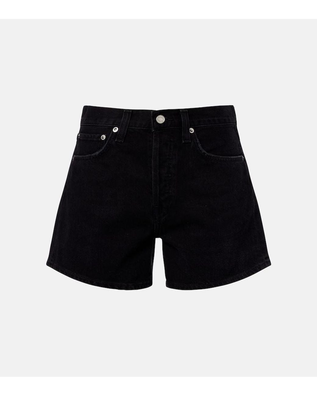 Agolde Black Parker Long Denim Shorts