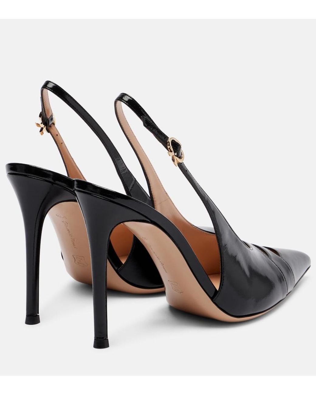 Gianvito Rossi Black Patent Leather Slingback Pumps