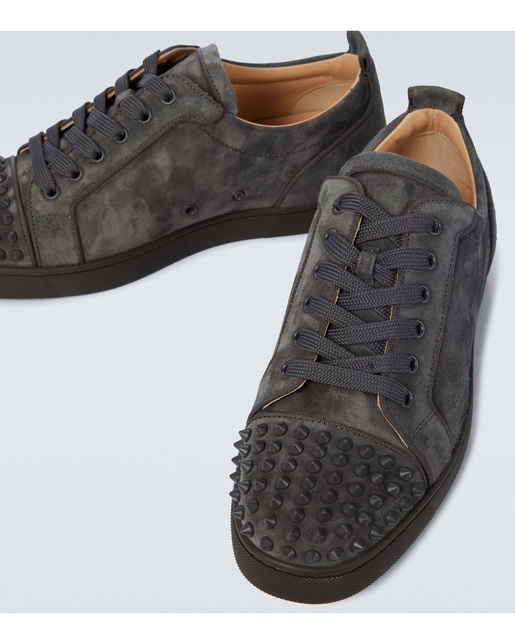 Accord lav lektier Tidlig Christian Louboutin Suede Louis Junior Spikes Orlato Sneakers in Grey  (Gray) for Men - Lyst