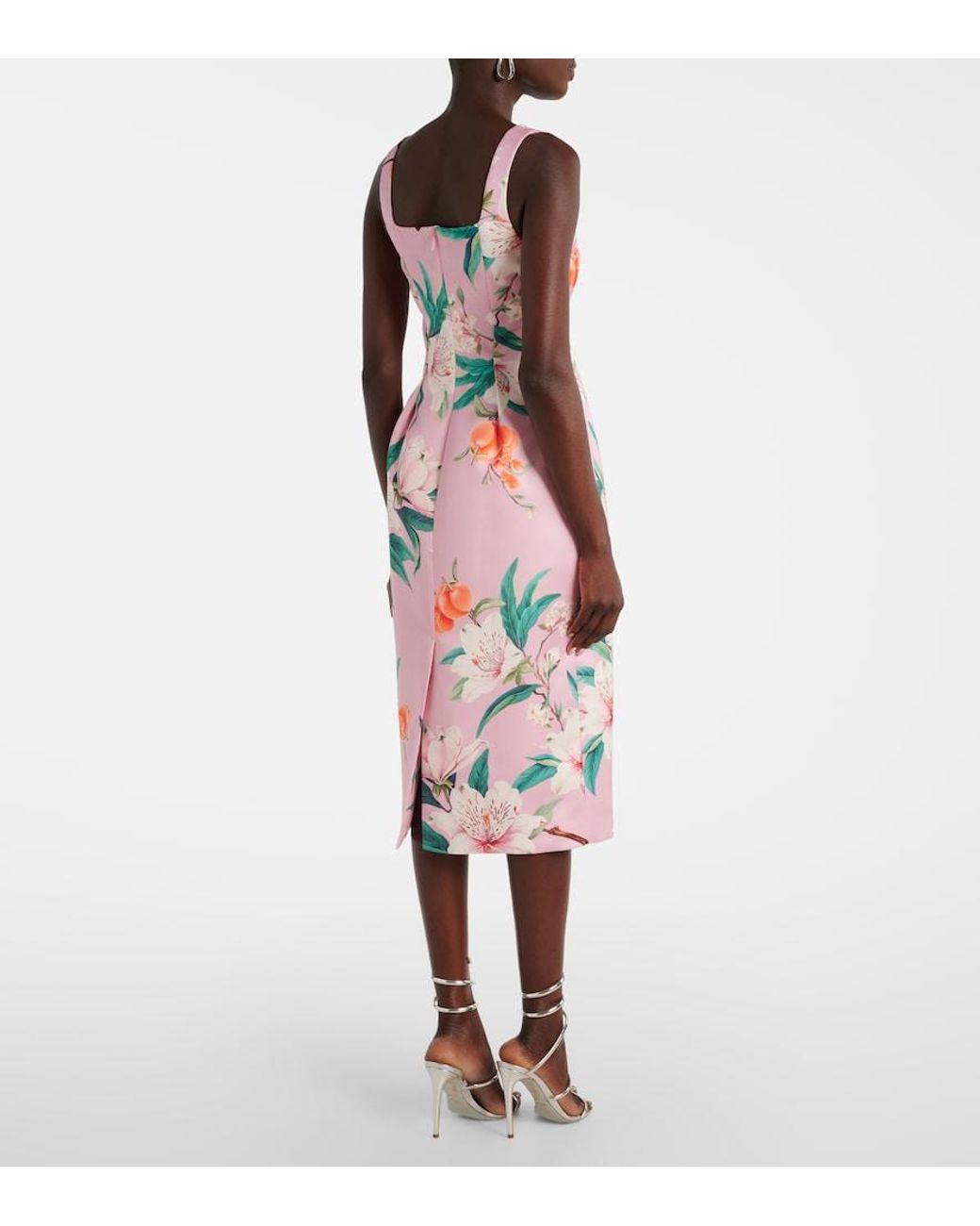 LEO LIN Pink Larissa Floral Satin Midi Dress