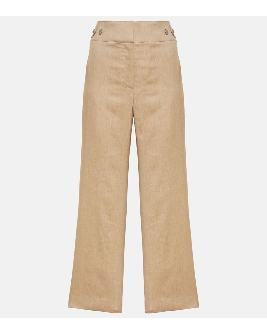 Veronica Beard Natural Aubrie Linen-Blend Cropped Pants