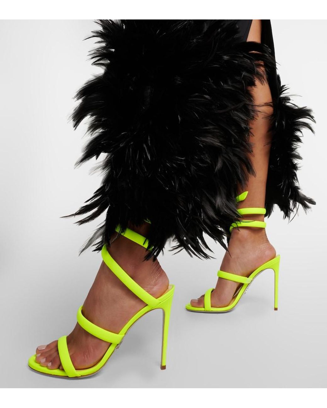 Rene Caovilla Yellow Cleo Leather Sandals