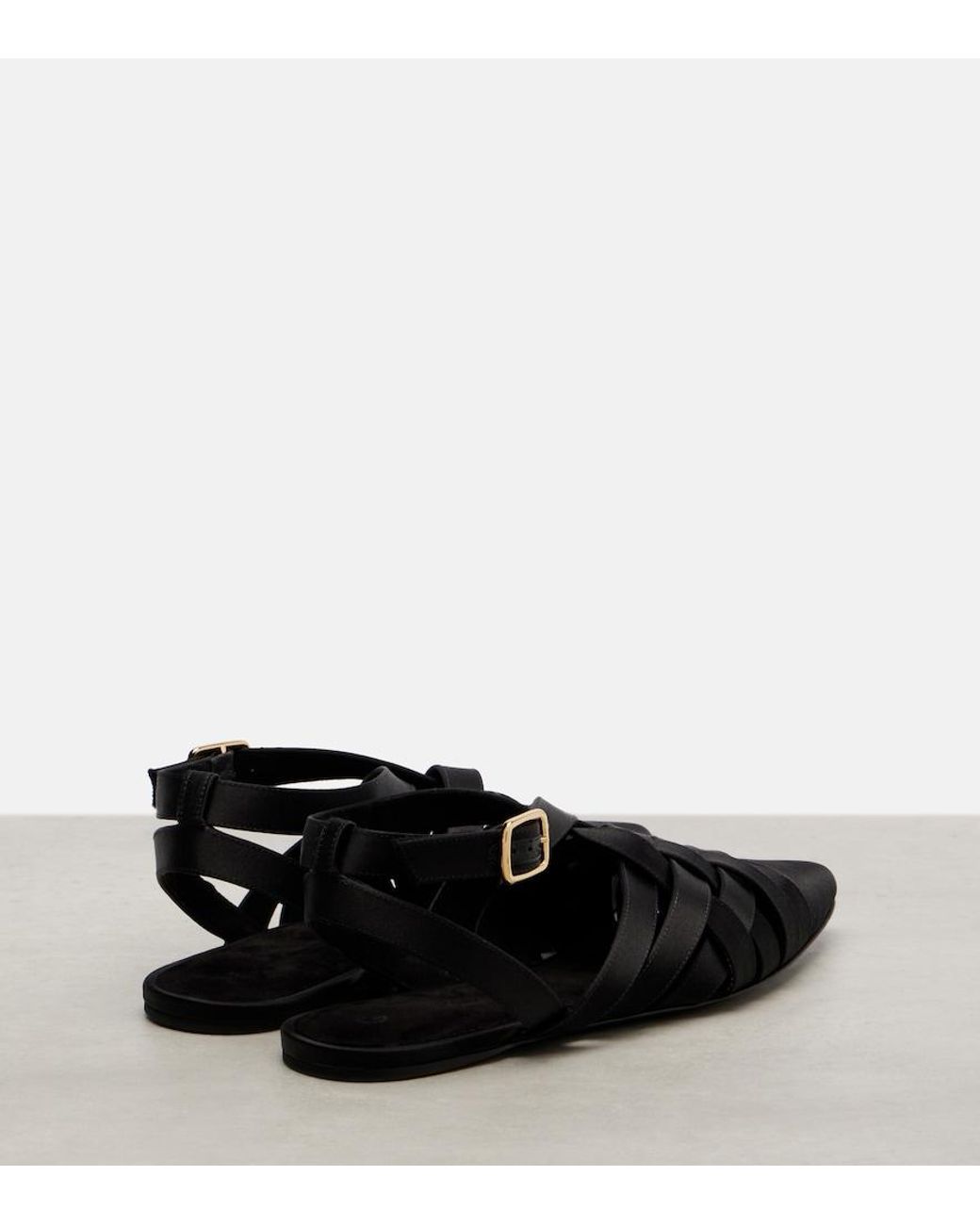 Loro Piana Black Silene Satin Sandals