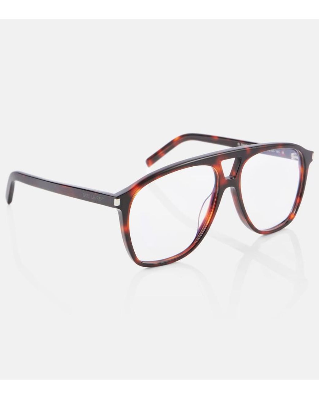 Saint Laurent Brown Acetate Aviator Sunglasses