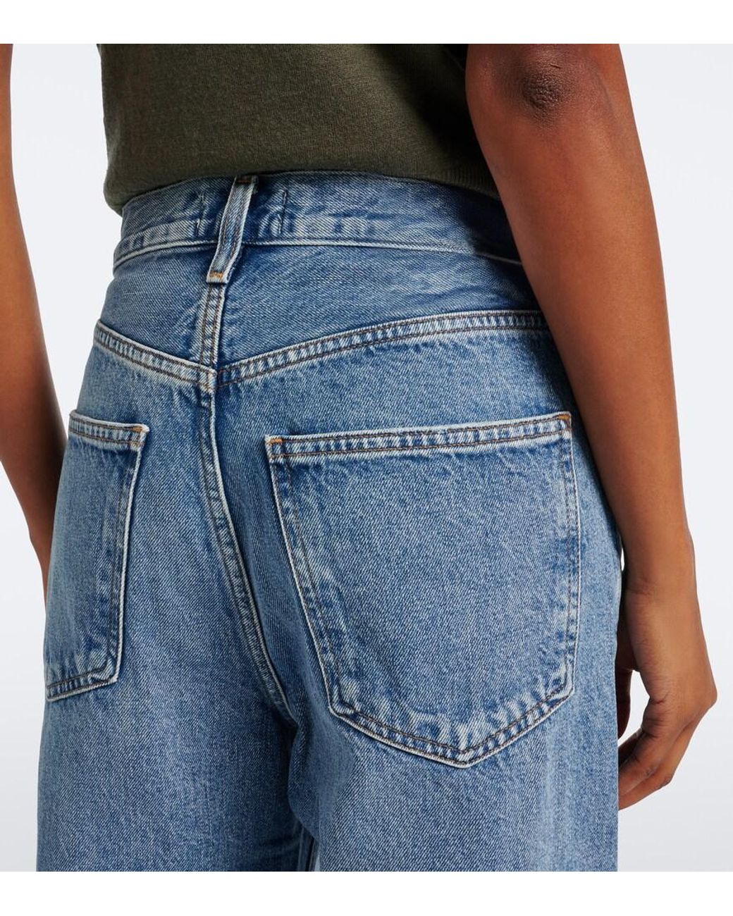 Agolde Blue Low Curve Faded Wide-Leg Jeans