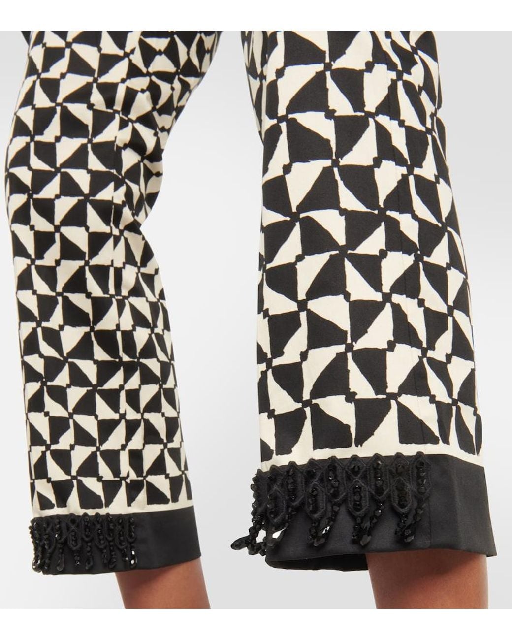 Max Mara Black Nereo Printed Cropped Pants