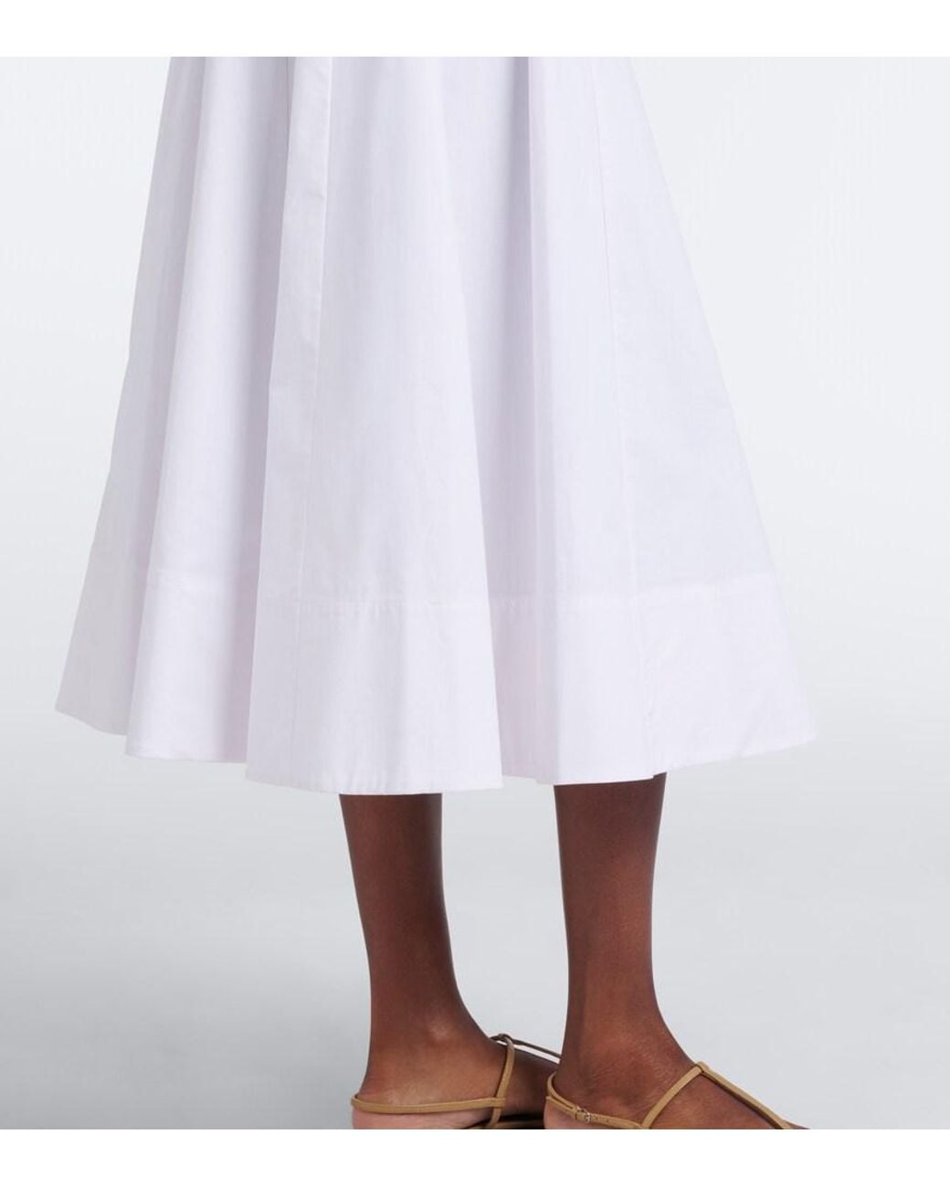 Staud White Wells Cotton Poplin Midi Dress