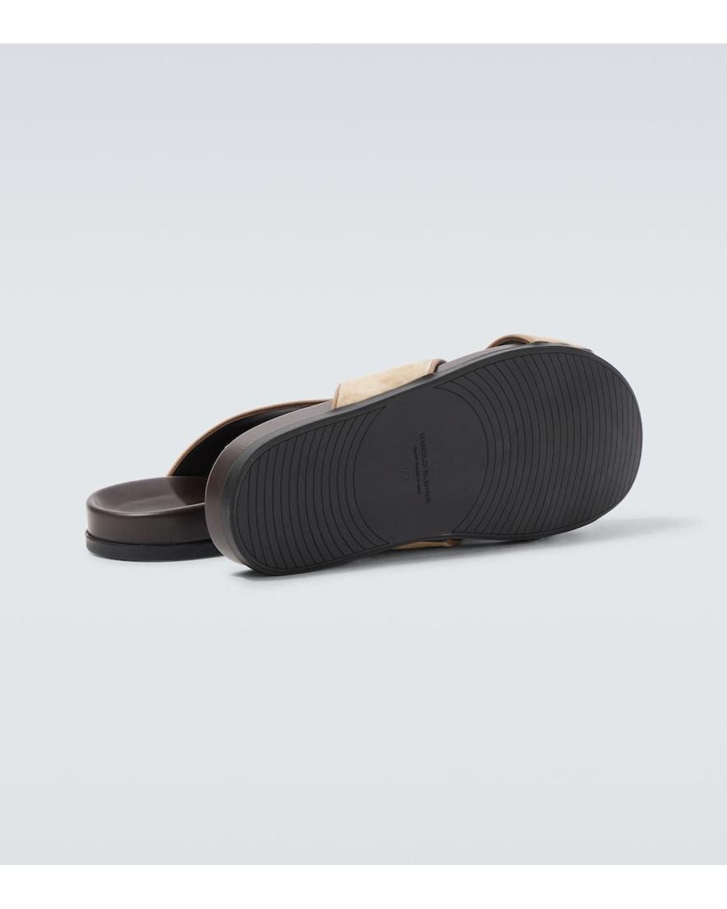 Manolo Blahnik Brown Chiltern Suede Slides for men
