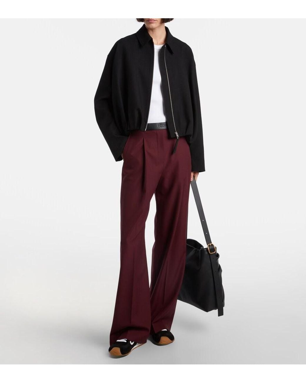 Loewe Black Wool Draped Bomber Jacket
