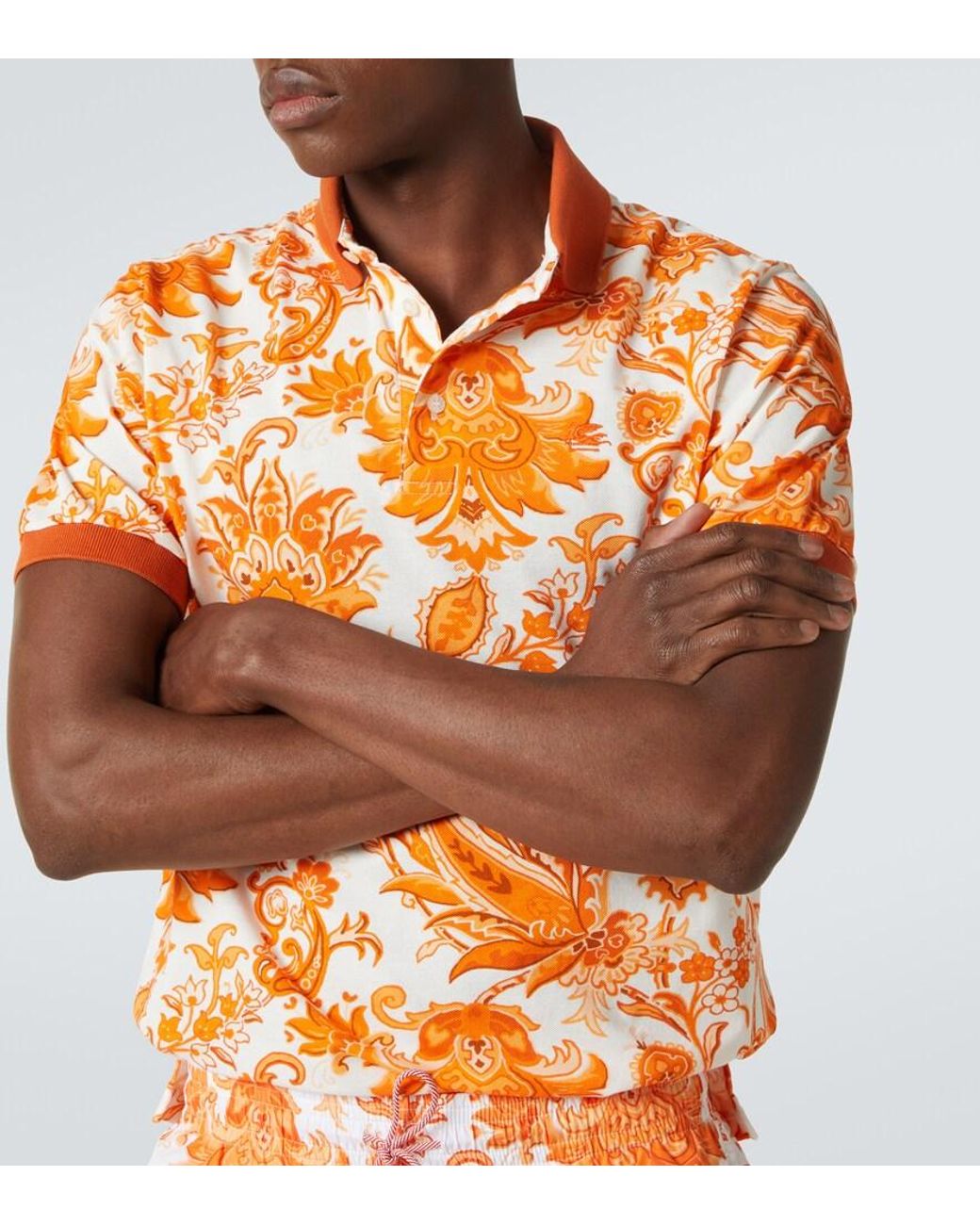 Polo De Algodon Estampado Etro de hombre de color Orange