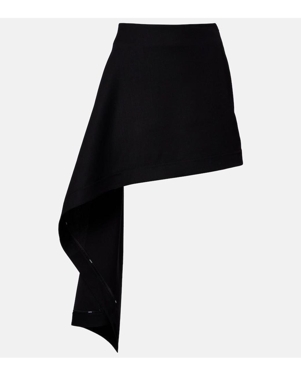Loewe Black Draped Wool Miniskirt