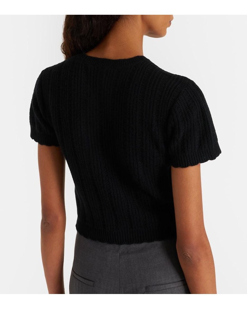 FRAME Black X Amelia The Getaway Cashmere Crop Top