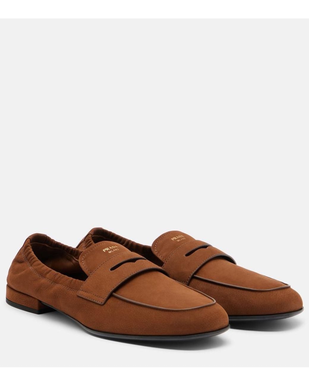 Prada Brown Leather Penny Loafers