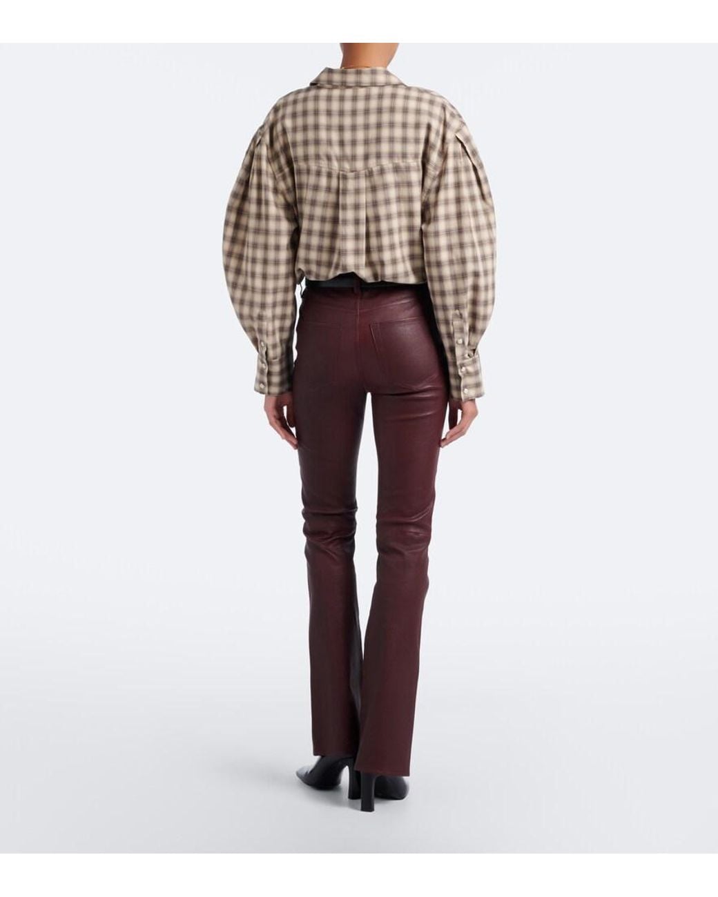 FRAME Purple Leather Bootcut Pants