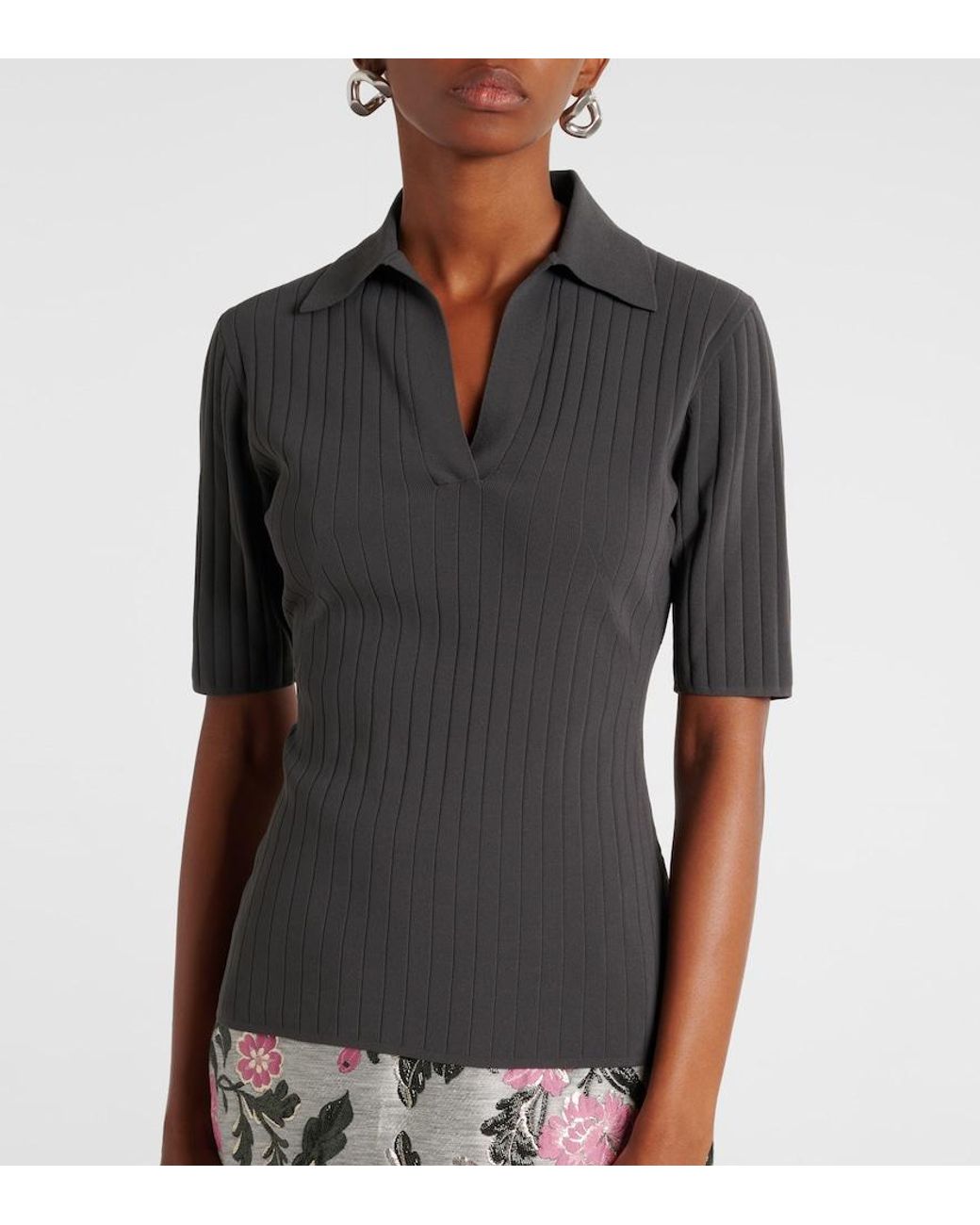 Emilia Wickstead Gray Dune Polo Sweater