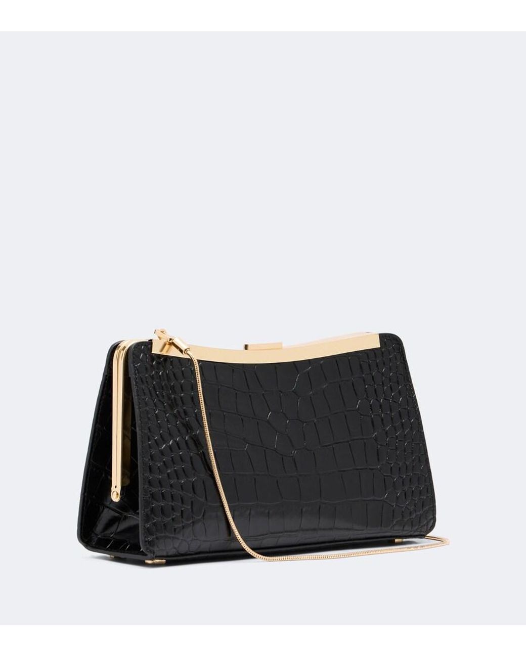 Jonathan Simkhai Black Solange Croc-Effect Leather Clutch