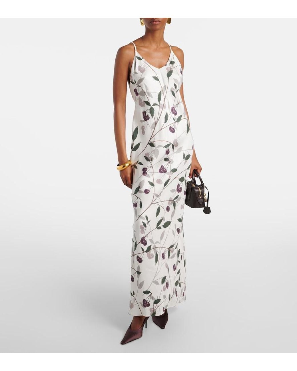 Stella McCartney White Printed Silk Maxi Dress