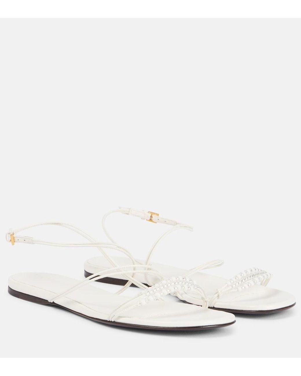 Khaite White Loop Leather Sandals