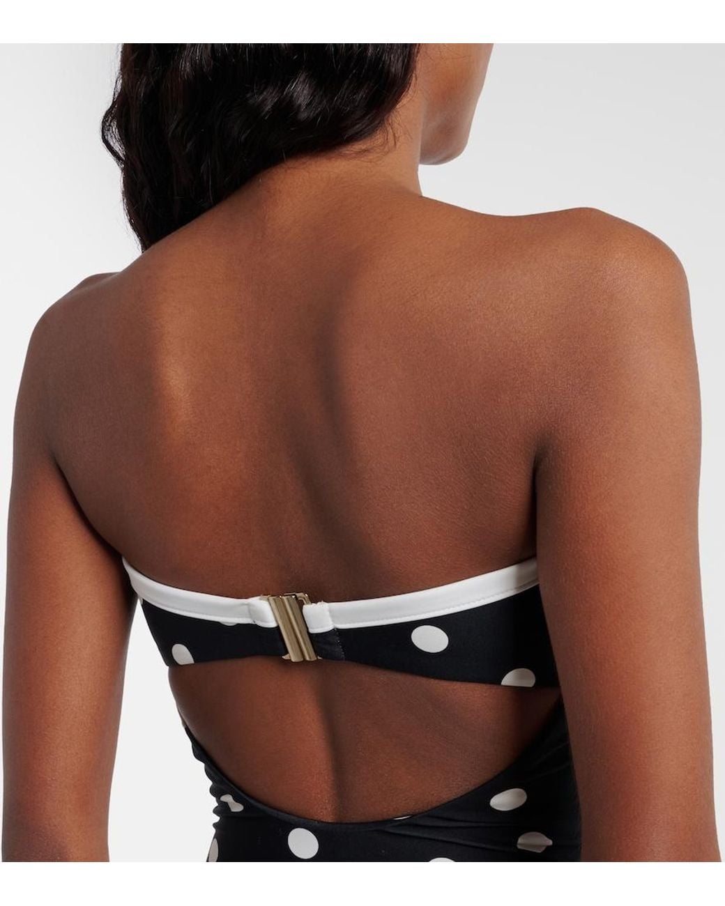 Self-Portrait Black Polka-Dot Strapless Swimsuit