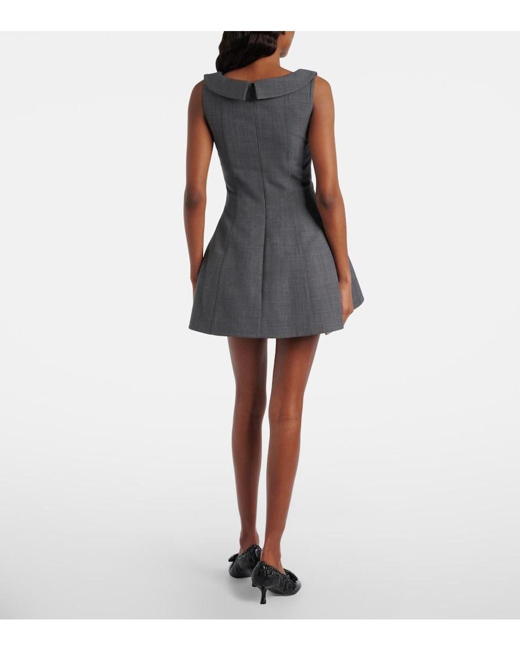 ShuShu/Tong Blue Bow-Detail Twill Minidress