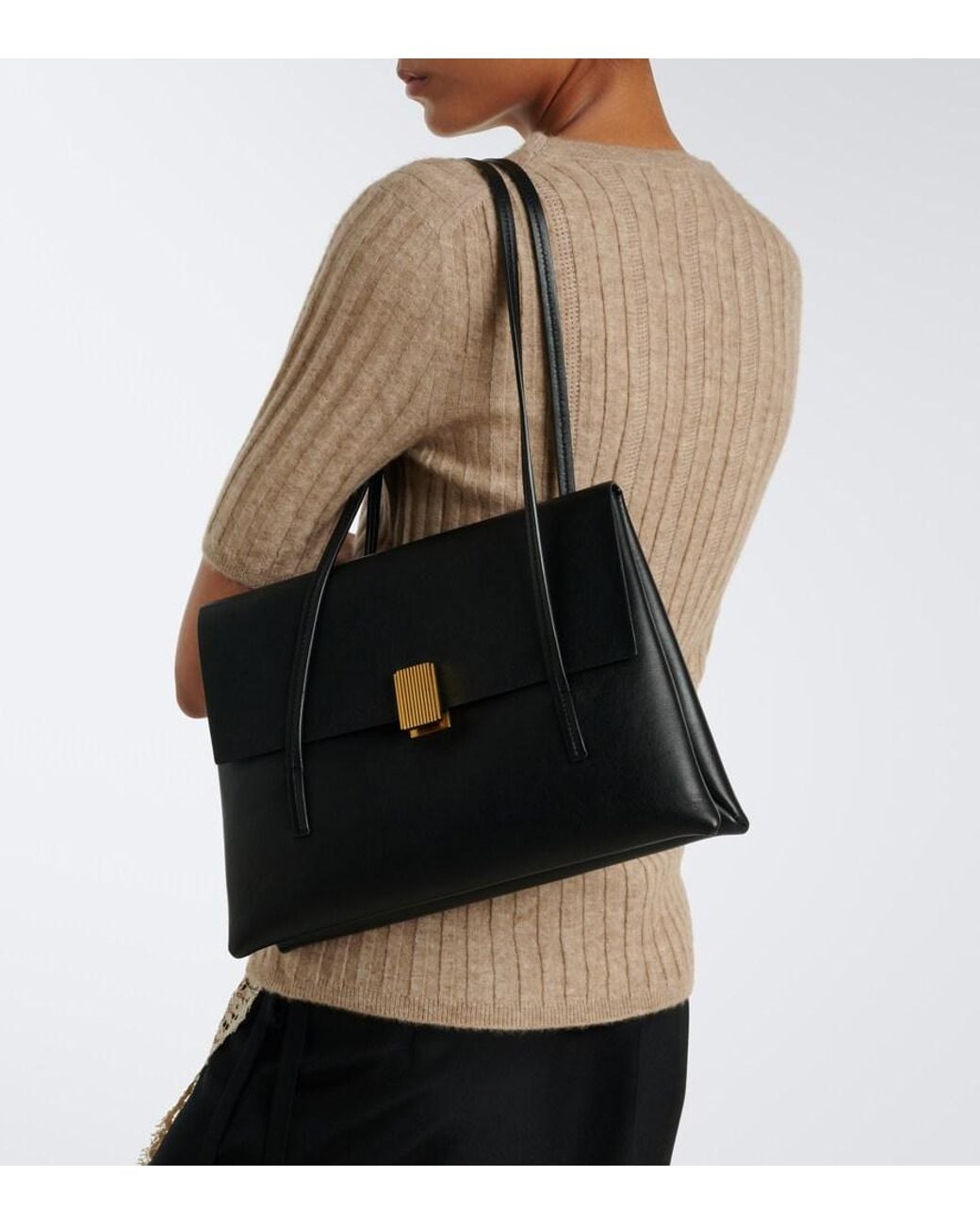 Khaite Black Soft Blake Medium Leather Shoulder Bag