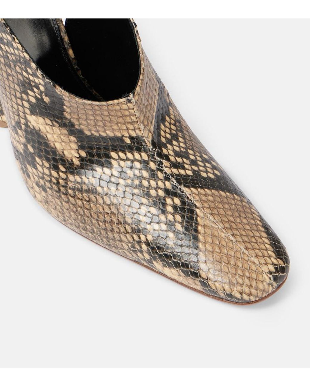 Dries Van Noten Metallic Snake-Effect Leather Wedges