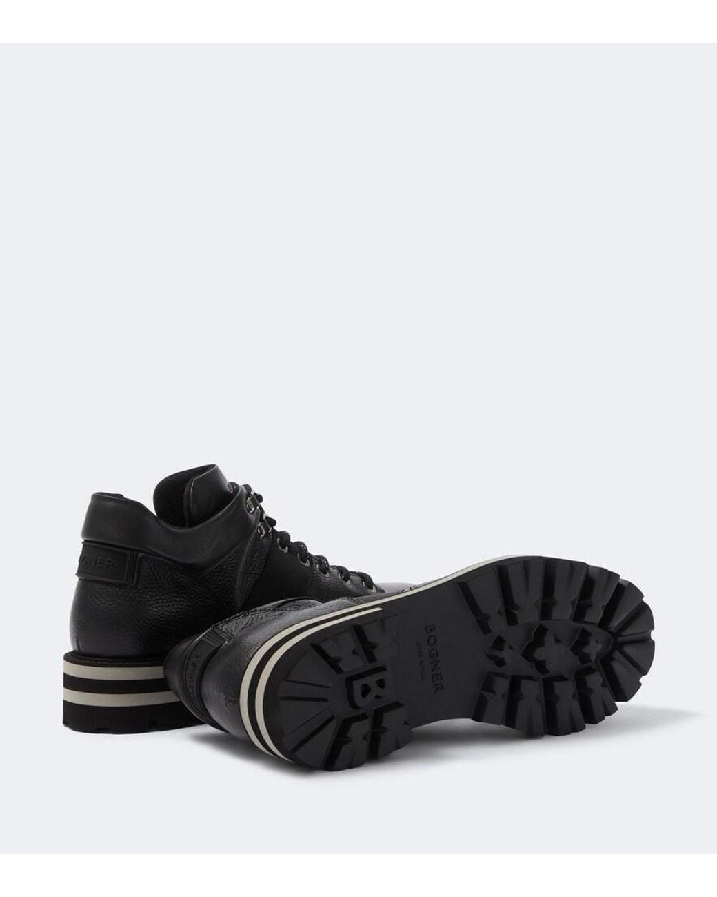 Bogner Black Courchevel Leather Lace-Up Boots for men